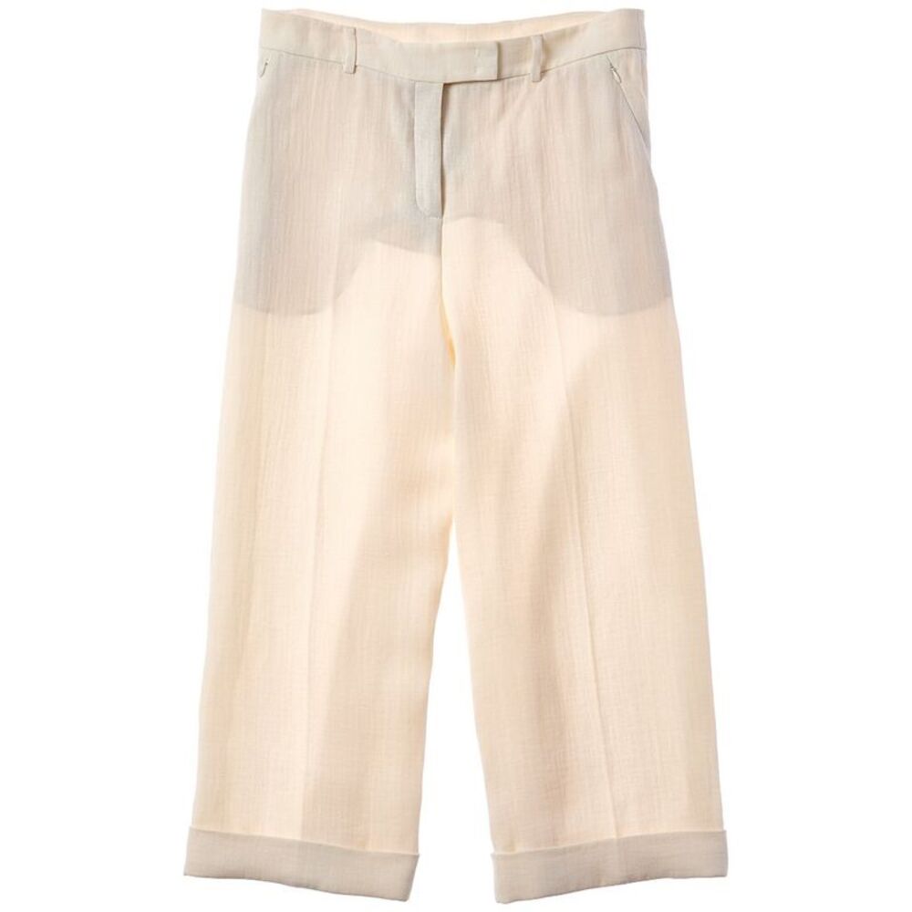 Akris Womens  Florella Linen & Wool-Blend Pant, Tan